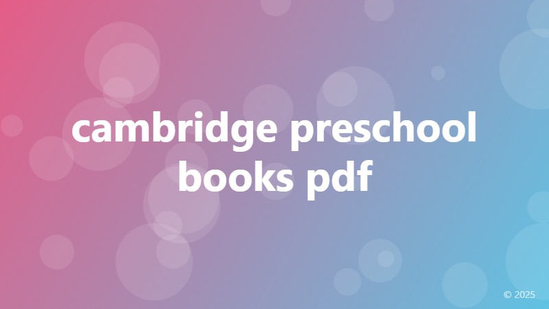 cambridge preschool books pdf