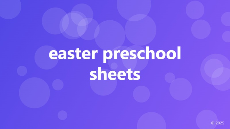 easter preschool sheets