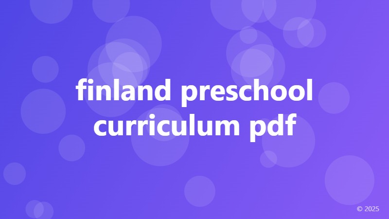 finland preschool curriculum pdf