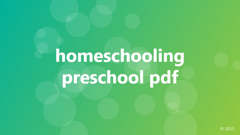 homeschooling preschool pdf