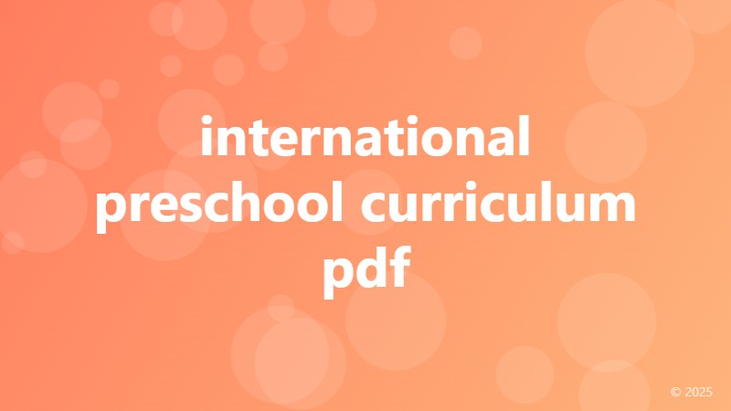 international preschool curriculum pdf