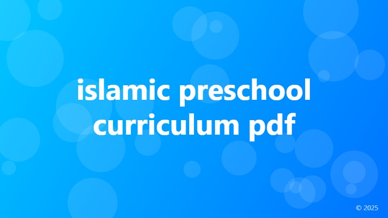 islamic preschool curriculum pdf