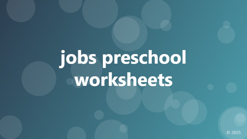 jobs preschool worksheets