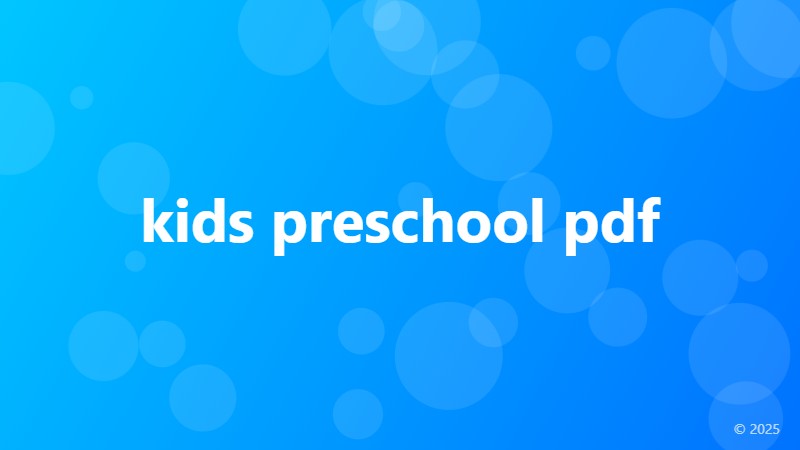 kids preschool pdf