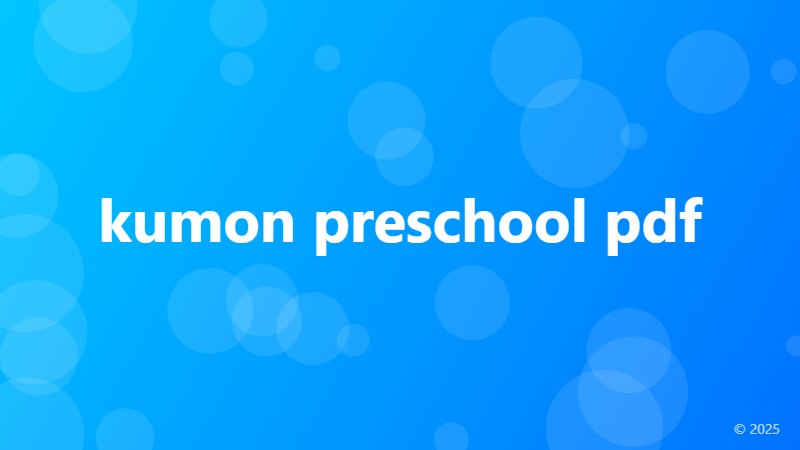kumon preschool pdf