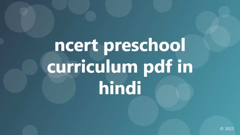 ncert preschool curriculum pdf in hindi
