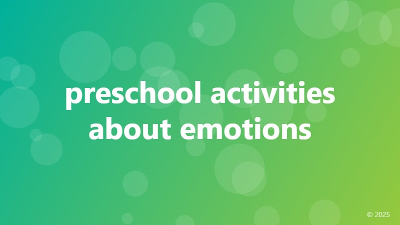 preschool activities about emotions