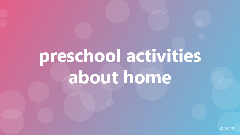 preschool activities about home