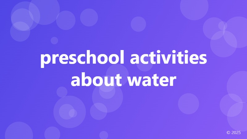 preschool activities about water