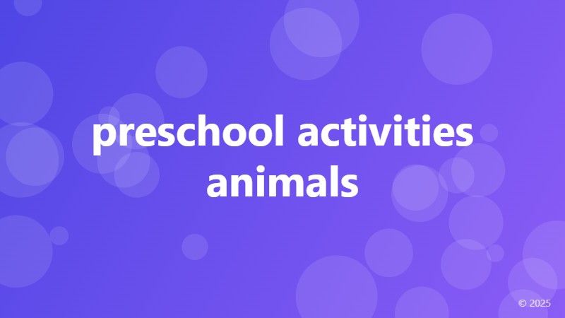preschool activities animals