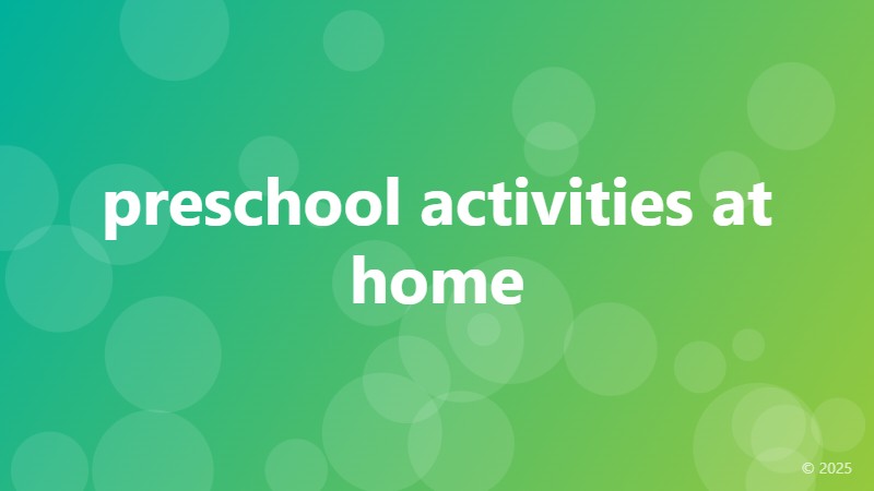 preschool activities at home