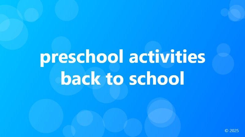 preschool activities back to school
