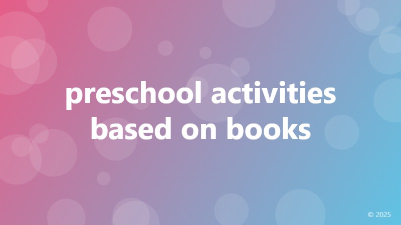 preschool activities based on books