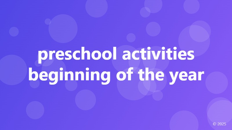 preschool activities beginning of the year