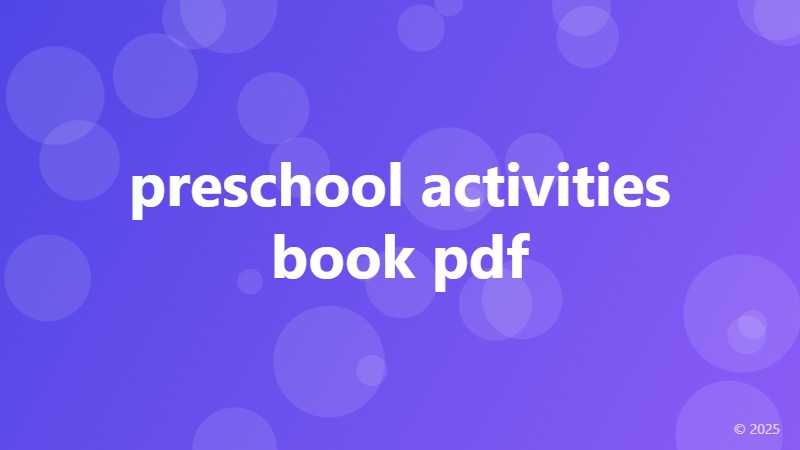 preschool activities book pdf