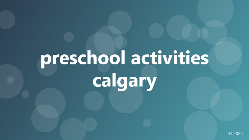 preschool activities calgary