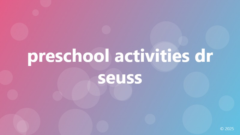 preschool activities dr seuss