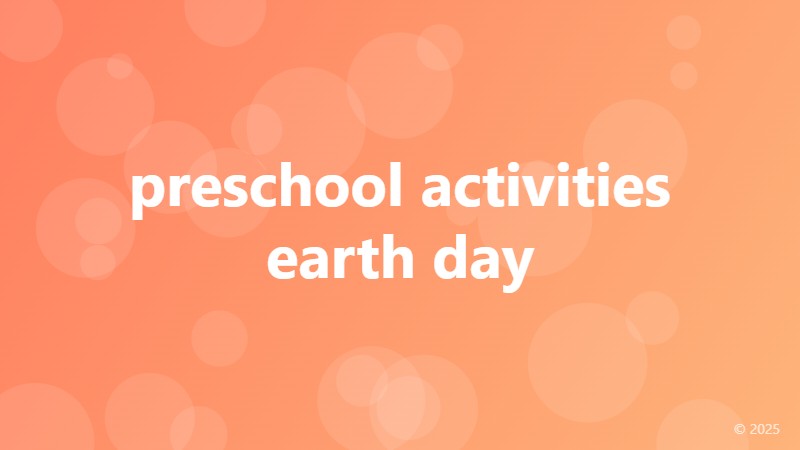 preschool activities earth day
