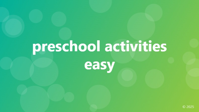 preschool activities easy