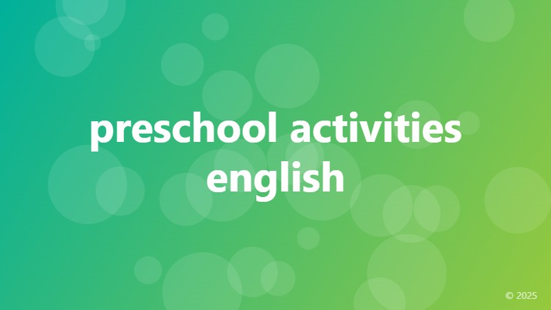 preschool activities english
