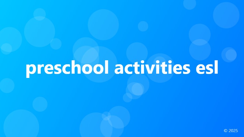 preschool activities esl