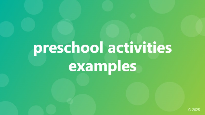 preschool activities examples