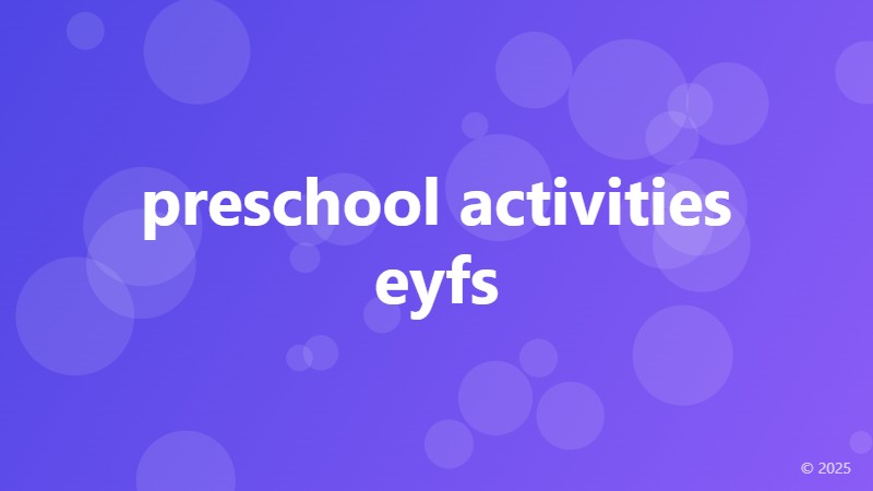 preschool activities eyfs