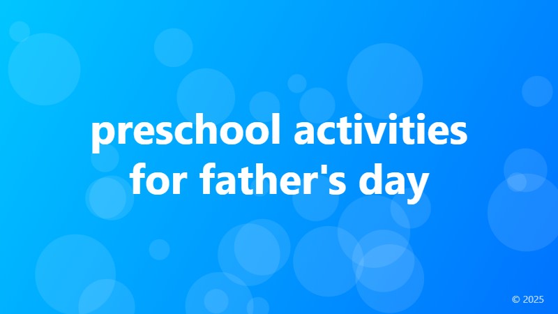 preschool activities for father's day