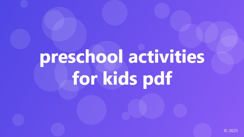 preschool activities for kids pdf
