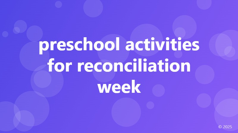 preschool activities for reconciliation week
