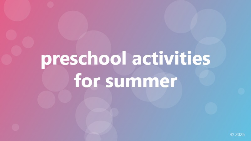 preschool activities for summer