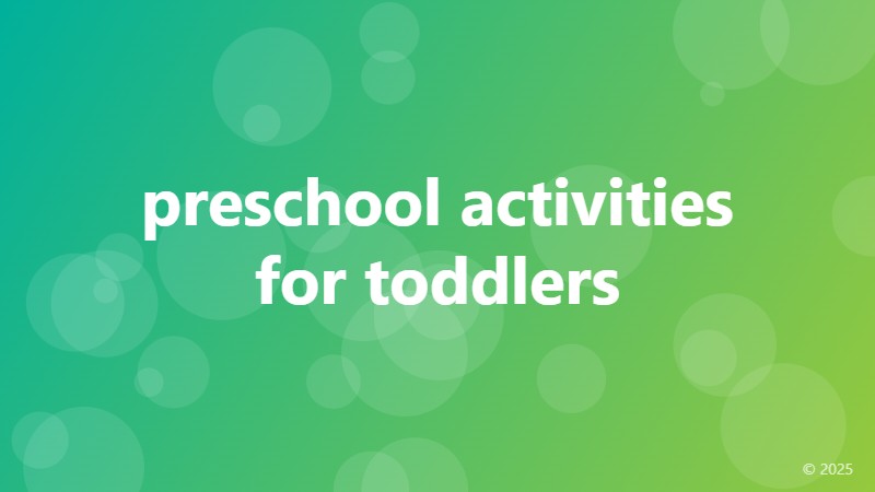 preschool activities for toddlers