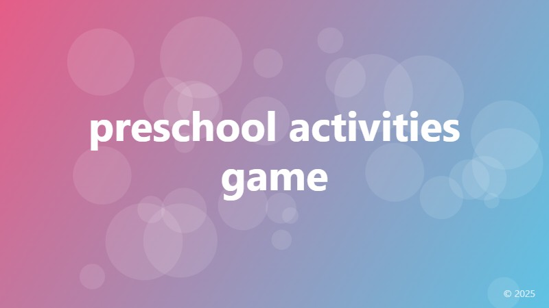 preschool activities game