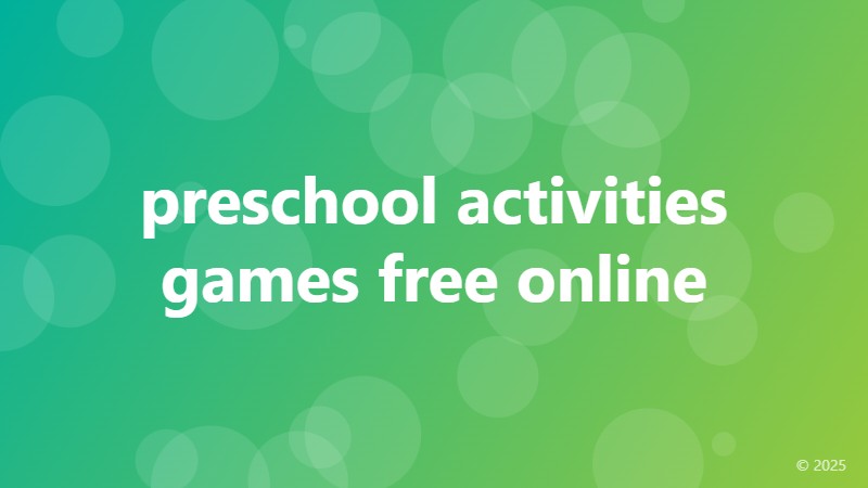 preschool activities games free online