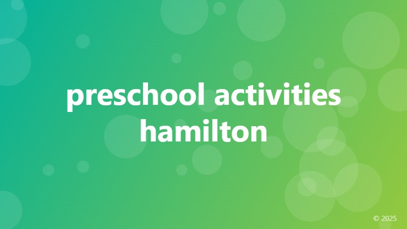 preschool activities hamilton