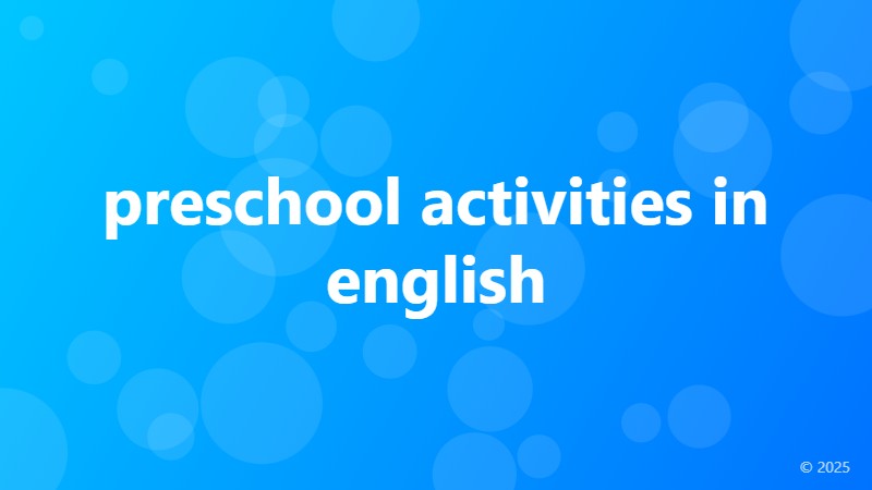 preschool activities in english