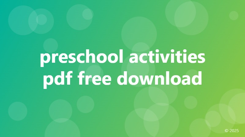 preschool activities pdf free download