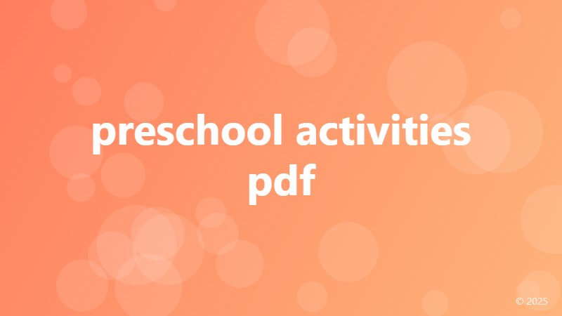 preschool activities pdf
