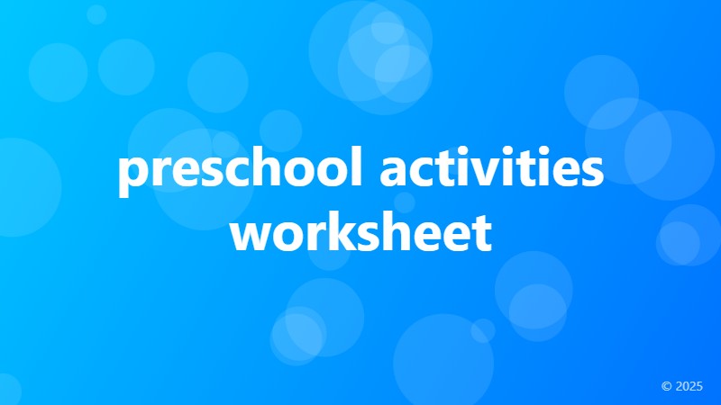 preschool activities worksheet