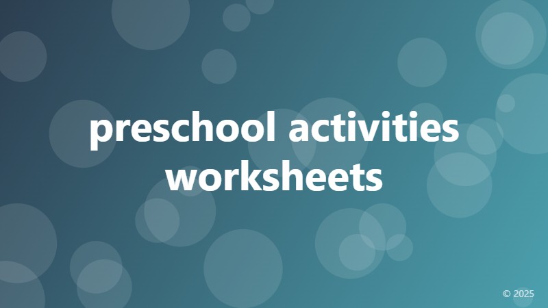 preschool activities worksheets