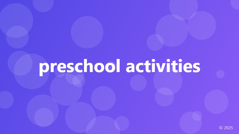 preschool activities