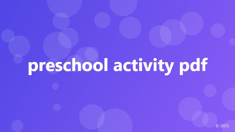 preschool activity pdf
