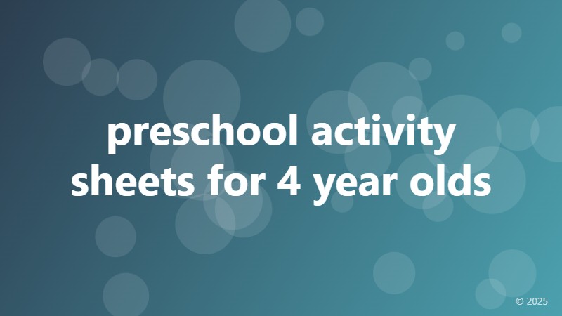 preschool activity sheets for 4 year olds