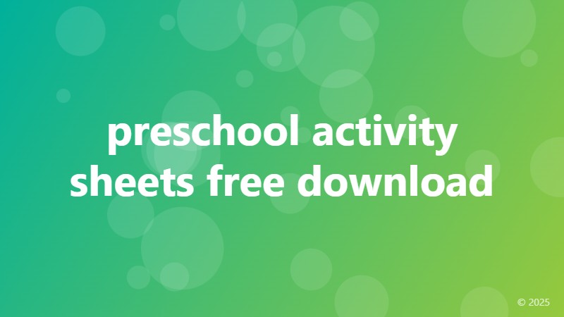 preschool activity sheets free download