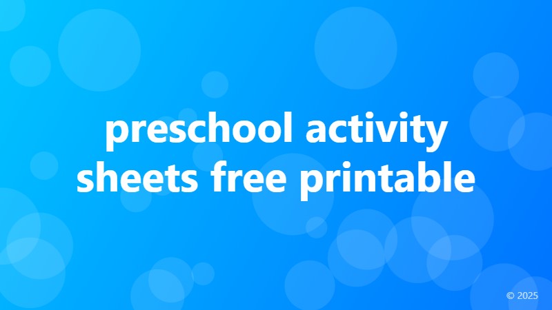 preschool activity sheets free printable