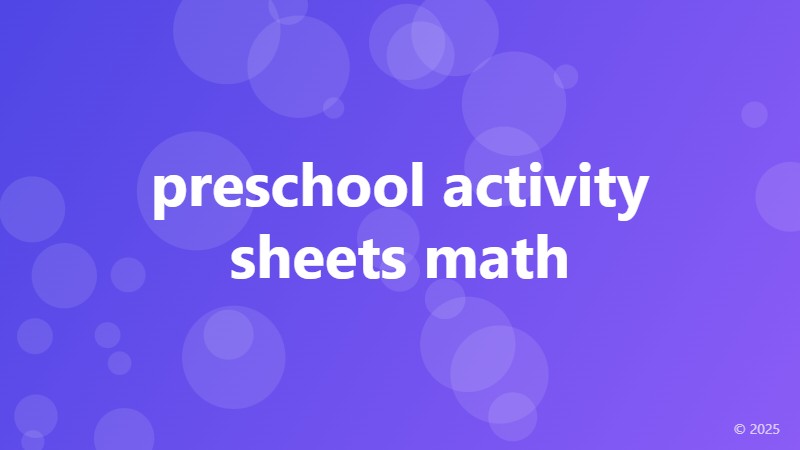 preschool activity sheets math