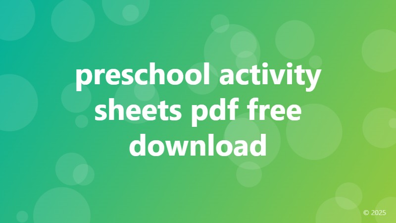 preschool activity sheets pdf free download
