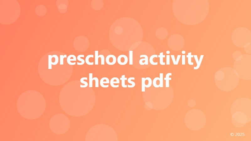 preschool activity sheets pdf