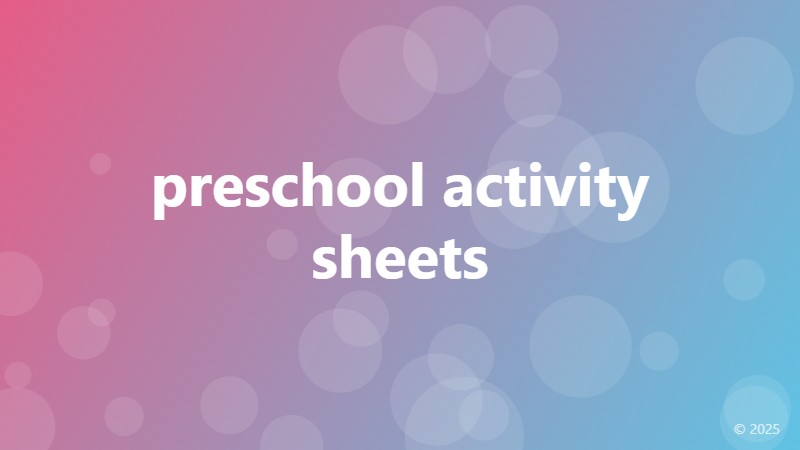 preschool activity sheets