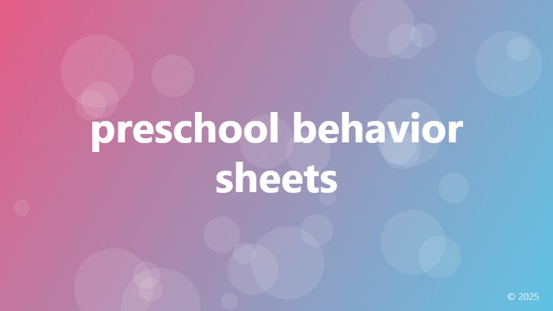preschool behavior sheets